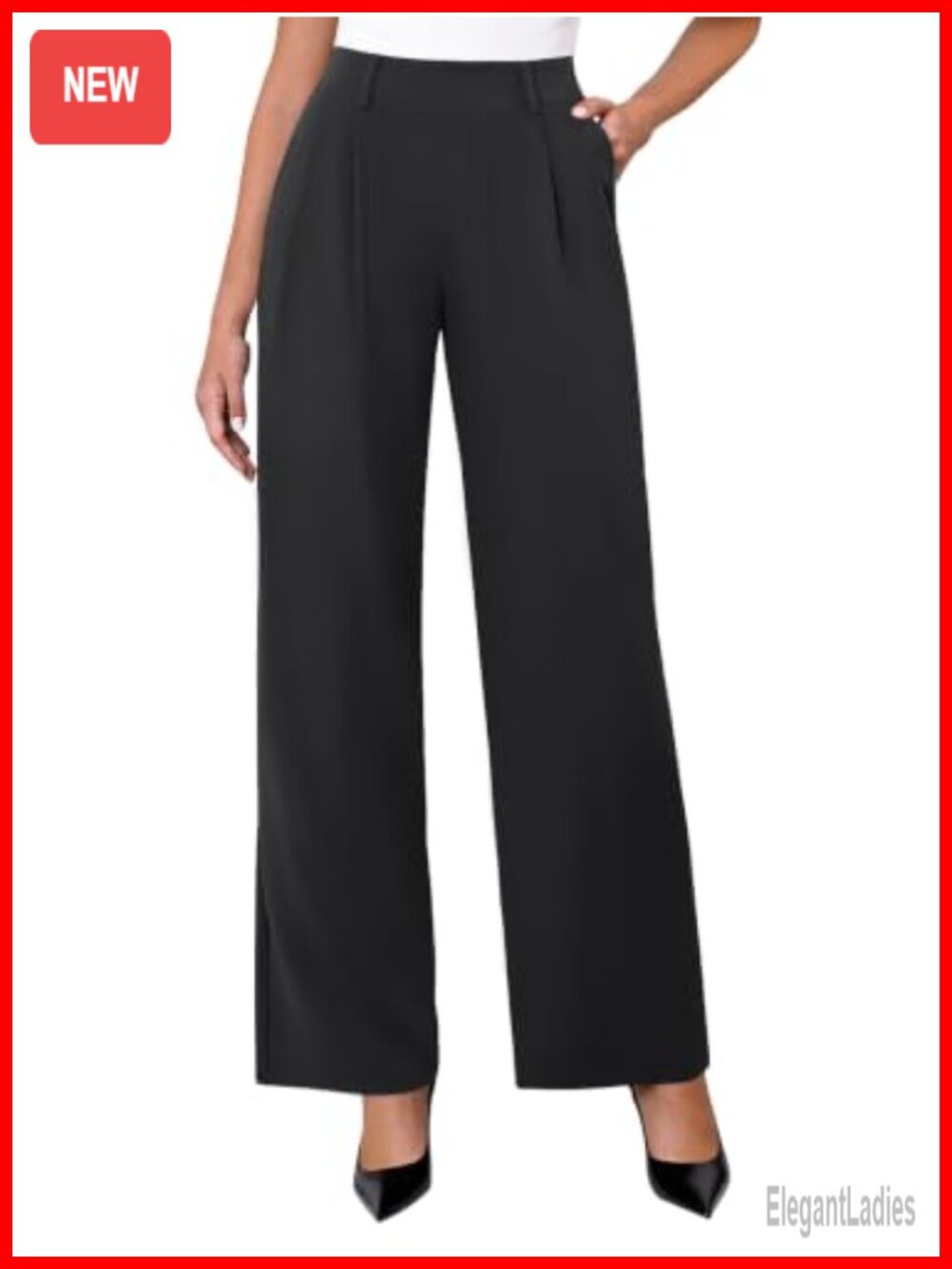 Womens Wide Leg Dress Pants Stretchy High Waisted Pull On Work Palazzo